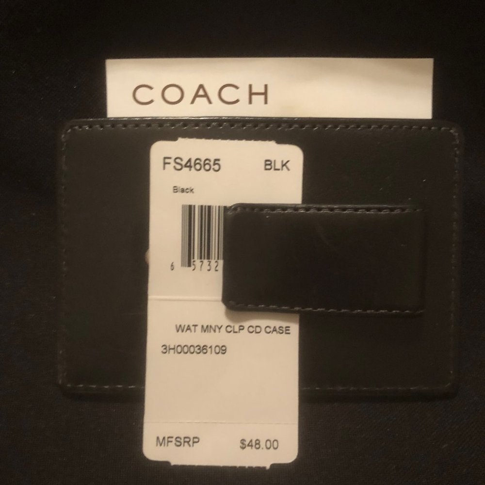 COACH Black Card Holder Money Clip